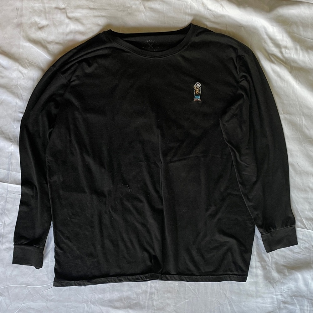 Black Long Sleeve embroidered bear Men's Shirt